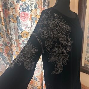 Sundance Black Blouse with Silver Embroidery